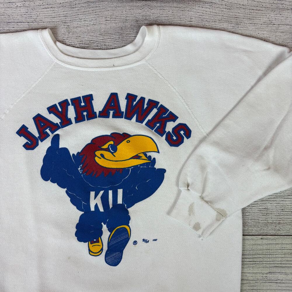 Vintage 1987 University of Kansas Jayhawks College Crewneck